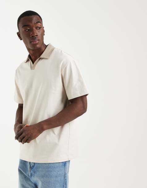 ASOS DESIGN – Relaxed-Fit-Polohemd aus schwerem Stoff in Beige - view 1