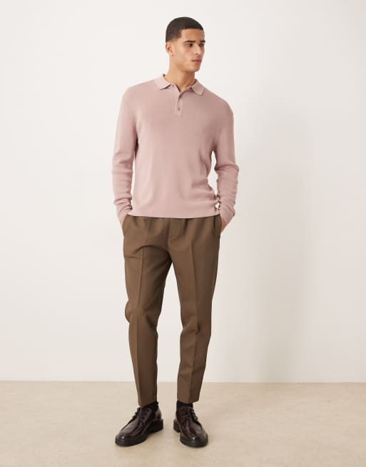 ASOS DESIGN – Relaxed-Fit-Polohemd aus Strick in Staubrosa, 2 von 5