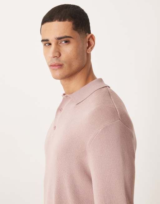 ASOS DESIGN – Relaxed-Fit-Polohemd aus Strick in Staubrosa, 4 von 5