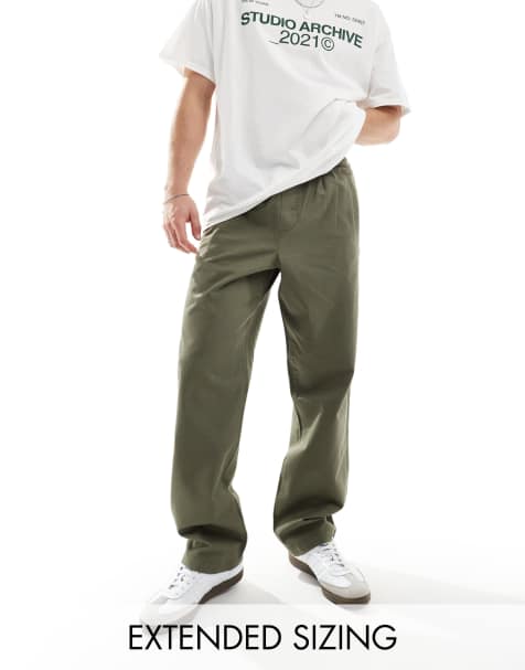 ASOS DESIGN relaxed fit pull on pants in olive - view 1