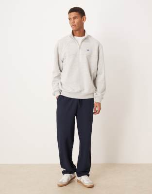 Asos Design Relaxed Fit Quarter Zip Sweatshirt With Print In White