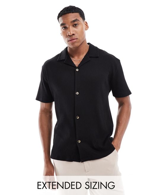 FhyzicsShops DESIGN relaxed fit rib polo shirt in black