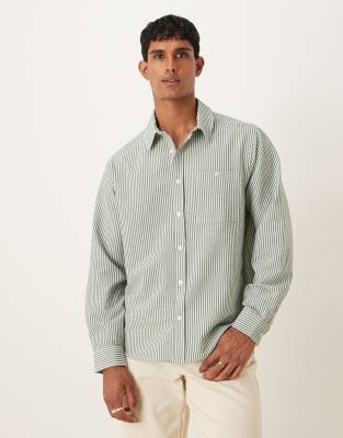Asos Design Relaxed Fit Seersucker Striped Shirt-multi