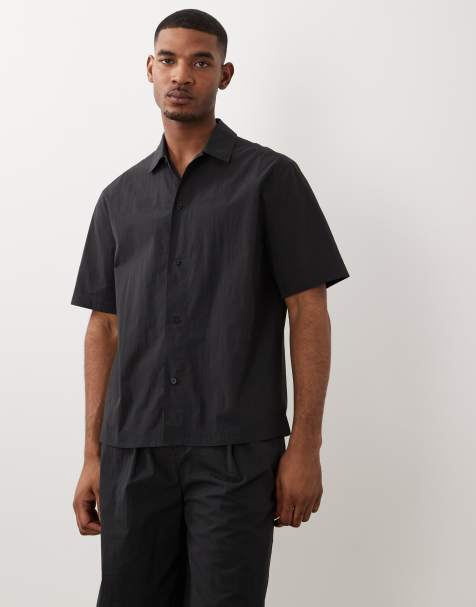 ASOS DESIGN relaxed fit shirt in black techy fabric (part of a set) - view 1