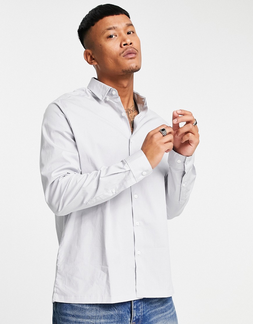 ASOS DESIGN relaxed fit shirt in gray mini check-Grey