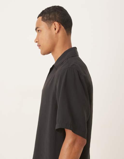 ASOS DESIGN relaxed fit shirt with floral print detail in black, 4 of 5
