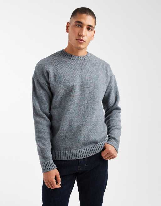 ASOS DESIGN – Relaxed-Fit-Strickpullover in Marineblau mit Rundhalsausschnitt