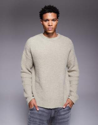 Relaxed Fit Strickpullover in Salbeigrün mit Rundhalsausschnitt Grün S