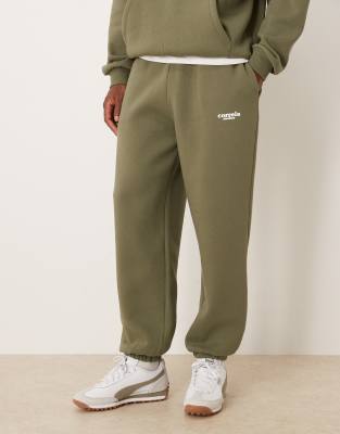 Asos Design Relaxed Fit Sweatpants With Print In Green