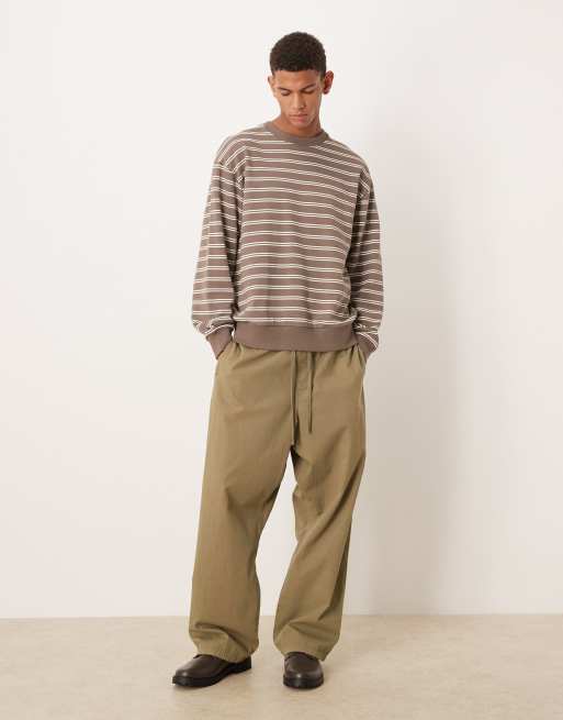 ASOS DESIGN – Relaxed-Fit-Sweatshirt in Braun gestreift, 2 von 5