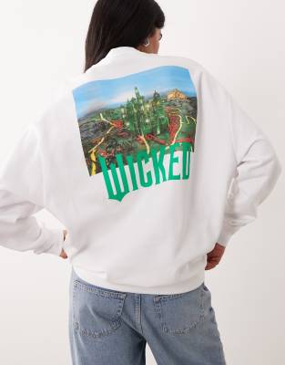 ASOS DESIGN - Relaxed-Fit-Sweatshirt in Weiß mit Wicked-Print