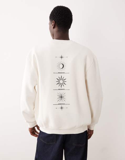 ASOS DESIGN relaxed fit sweatshirt with celestial spine print in off white - view 1