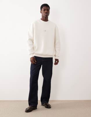 Asos Design Relaxed Fit Sweatshirt With Celestial Spine Print In White