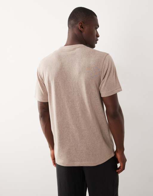 ASOS DESIGN – Relaxed-Fit-T-Shirt in beiger Leinenoptik mit eingekerbtem Ausschnitt, 5 von 5