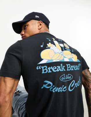 ASOS DESIGN relaxed fit t-shirt in black with bread back print in black