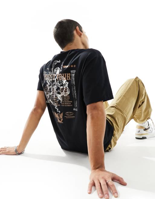 ASOS DESIGN relaxed fit t-shirt in black with cherub back print