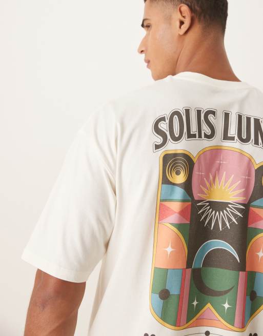 ASOS DESIGN – Relaxed Fit T-Shirt in Creme mit Himmelskörper-Grafikprint, 5 von 5