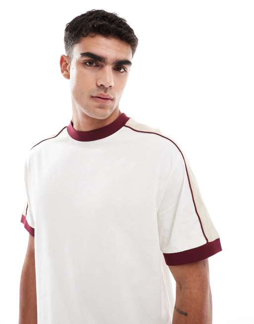 ASOS DESIGN – Relaxed-Fit-T-Shirt in Cremeweiß mit farblich abgesetztem Detail , 2 von 5