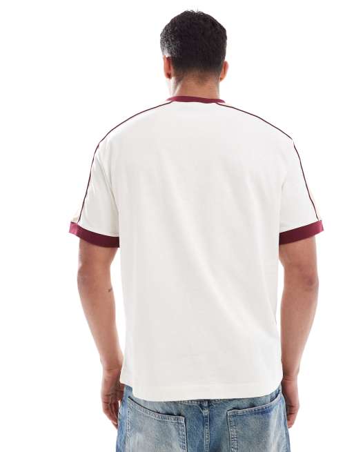 ASOS DESIGN – Relaxed-Fit-T-Shirt in Cremeweiß mit farblich abgesetztem Detail , 3 von 5
