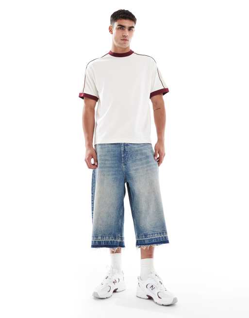ASOS DESIGN – Relaxed-Fit-T-Shirt in Cremeweiß mit farblich abgesetztem Detail , 4 von 5
