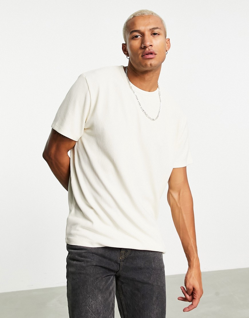 ASOS DESIGN relaxed fit t-shirt in heavyweight rib in beige-Neutral