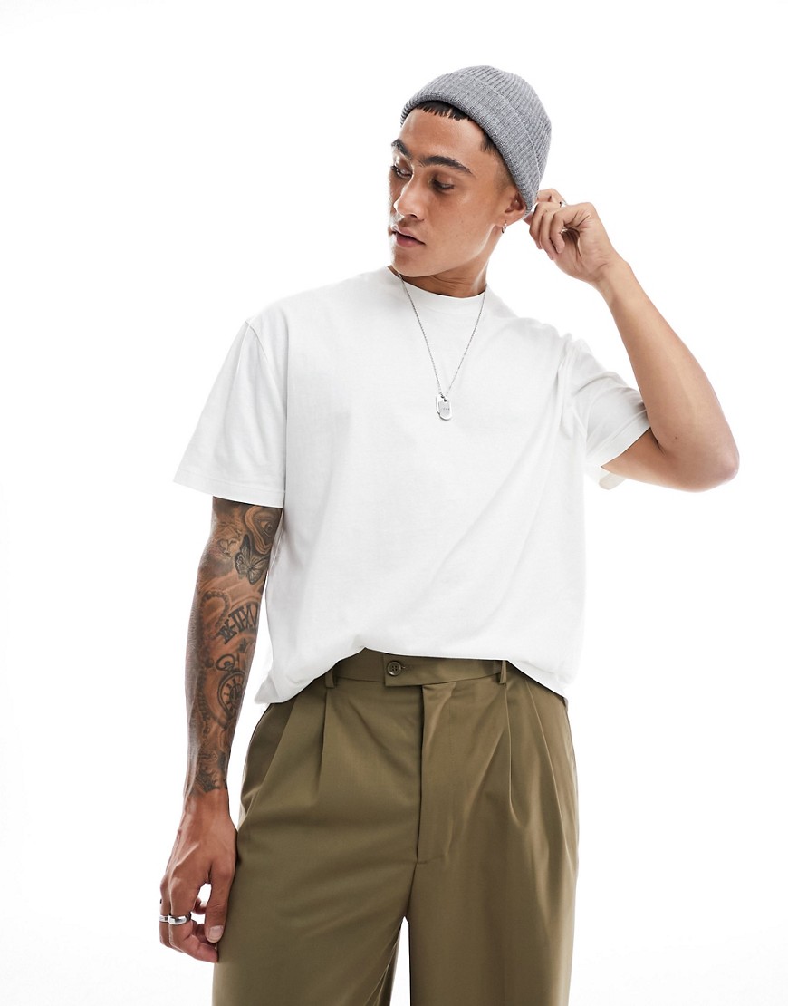 ASOS DESIGN relaxed fit t-shirt in off white-Neutral