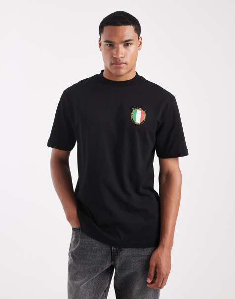 ASOS DESIGN – Relaxed-Fit-T-Shirt in Schwarz mit Italien-Print - view 1