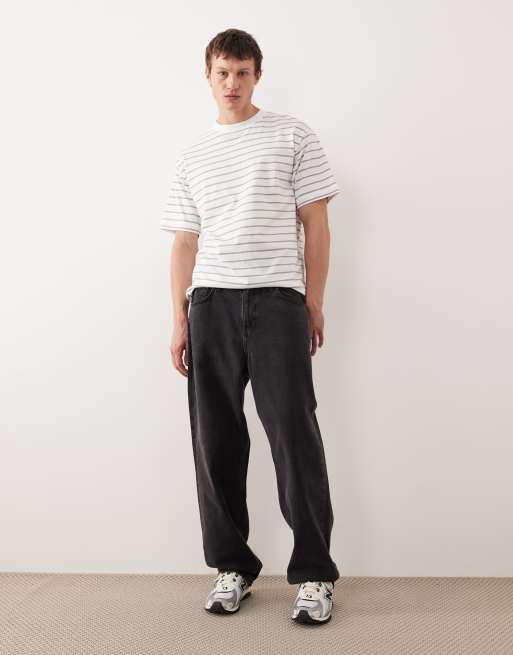 ASOS DESIGN relaxed fit t-shirt in white and grey stripe, 2 of 5