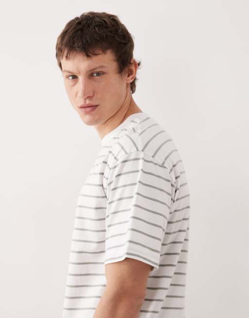 ASOS DESIGN relaxed fit t-shirt in white and grey stripe, 4 of 5