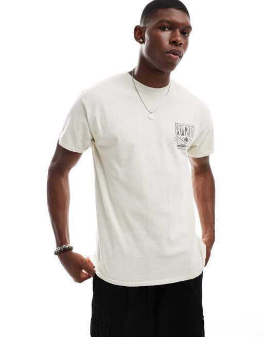 ASOS DESIGN relaxed fit t-shirt with back and chest print in off white, 2 of 4