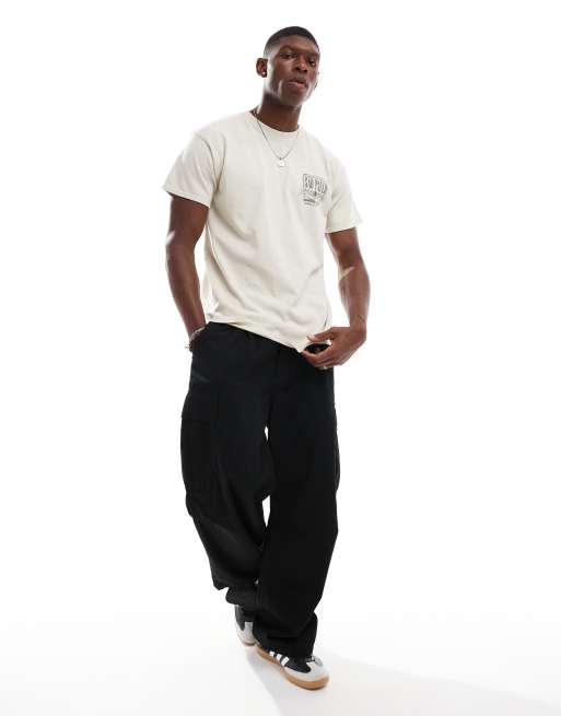 ASOS DESIGN relaxed fit t-shirt with back and chest print in off white, 3 of 4