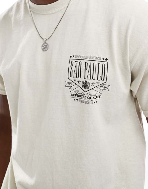 ASOS DESIGN relaxed fit t-shirt with back and chest print in off white, 4 of 4