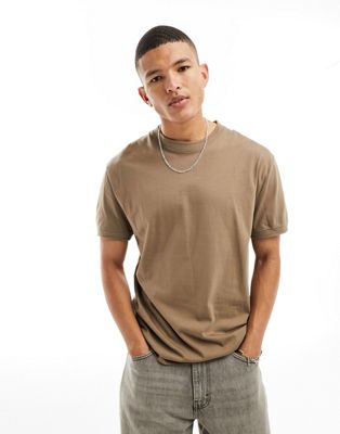 ASOS DESIGN relaxed fit t-shirt with crew neck in light brown