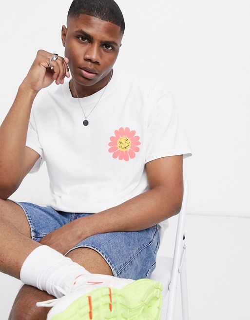 ASOS DESIGN relaxed fit t-shirt with flower chest print in white