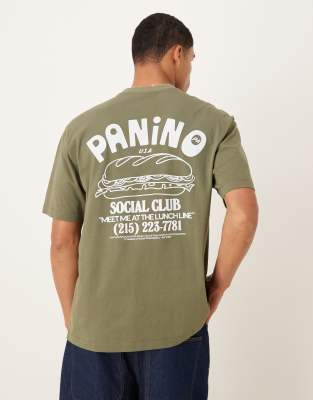 Asos Design Relaxed Fit T-shirt With Food Print In Green