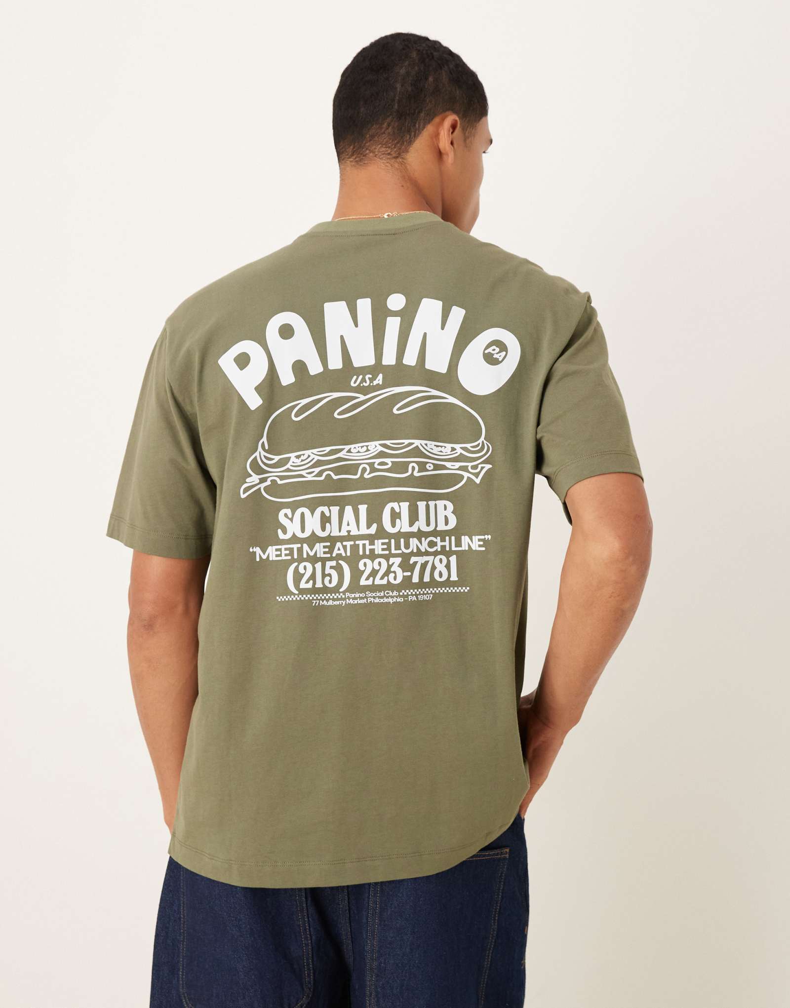  Футболка оверсайз ASOS DESIGN зеленая с принтом