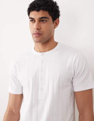 Asos Design Relaxed Fit T-shirt With Henley Neck In Multi