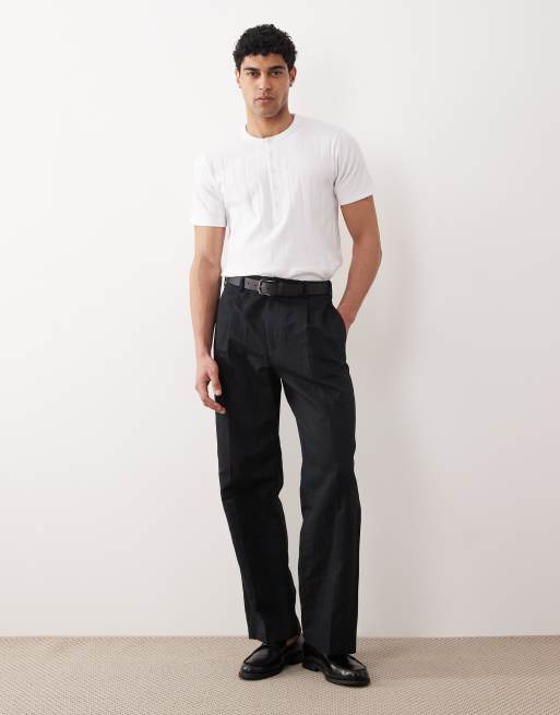  ASOS DESIGN relaxed fit t-shirt with henley neck in white, 2 of 5