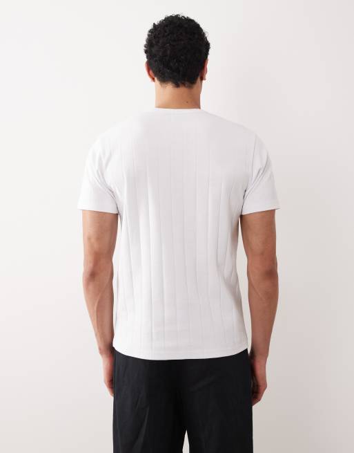  ASOS DESIGN relaxed fit t-shirt with henley neck in white, 5 of 5