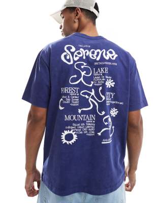 ASOS DESIGN relaxed fit  t-shirt with serene graphic in washed blue - view 1
