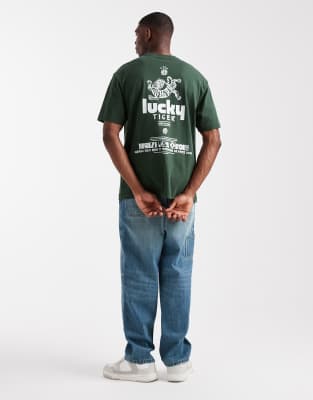 Asos Design Relaxed Fit T-shirt With Souvenir Print In Green
