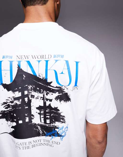 ASOS DESIGN relaxed fit t-shirt with souvenir print  in white, 5 of 5