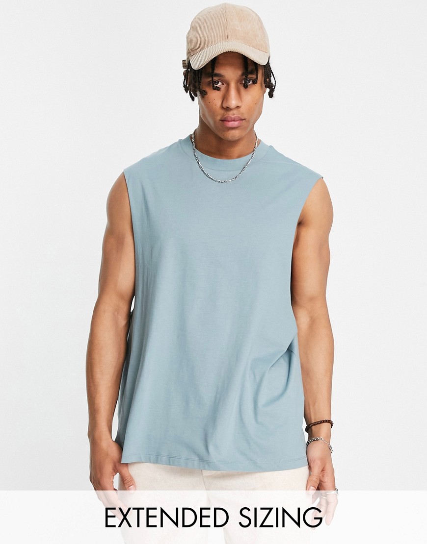 ASOS DESIGN relaxed fit tank top in washed blue