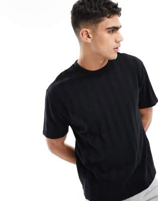 ASOS DESIGN relaxed fit textured rib t-shirt in black | ASOS