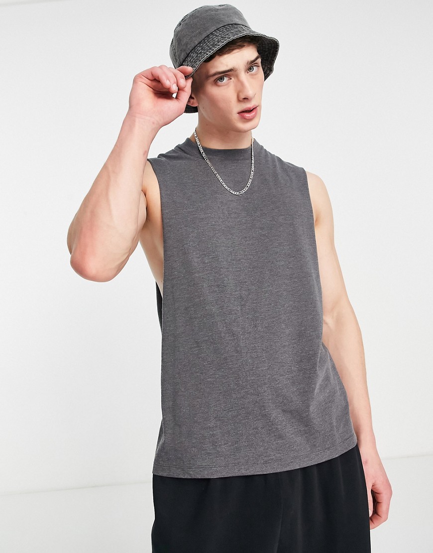 ASOS DESIGN relaxed fit vest in charcoal marl-Grey