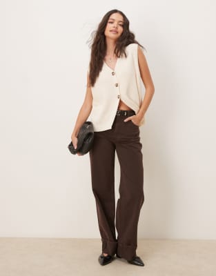 ASOS DESIGN relaxed fit vest in cream