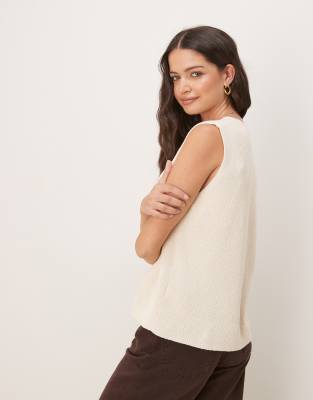ASOS DESIGN relaxed fit vest in cream