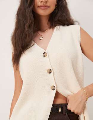 ASOS DESIGN relaxed fit vest in cream