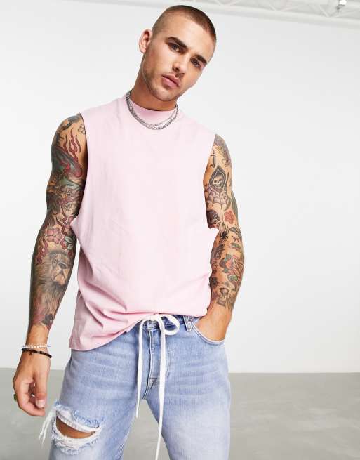 Asos Design Relaxed Fit Vest In Light Pink 