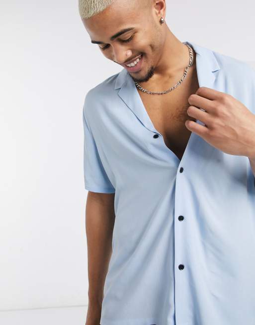 viscose shirt with revere collar